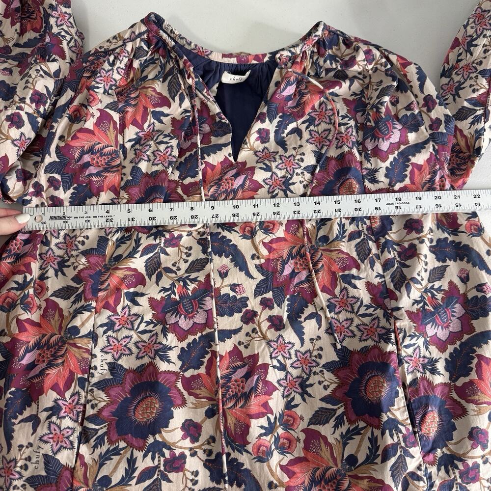 Chufy Gabi Mini Dress Women Small Pink Floral Organic Cotton Babydoll Boho Tunic - Picture 10 of 14